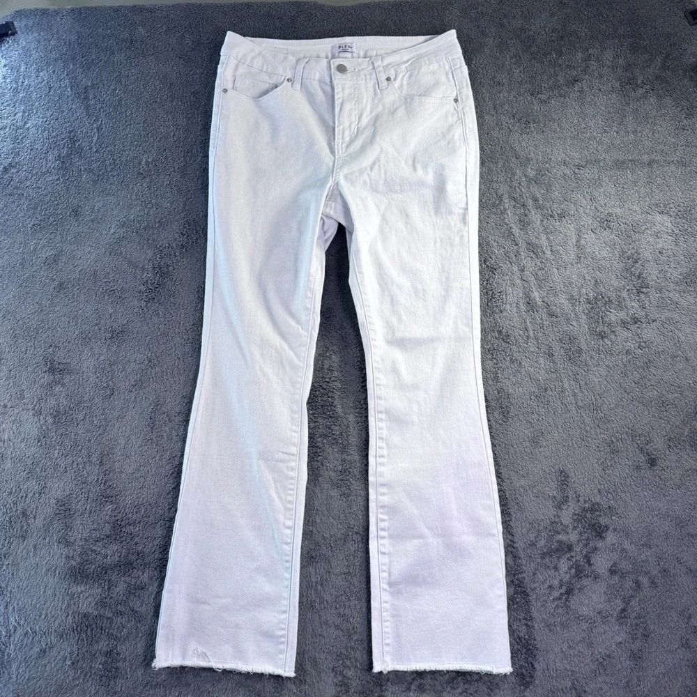 Bleu White Flare‎ Leg Raw Hem Jeans Womens 10P Petite BWP1550 Stretch Denim